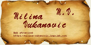Milina Vukanović vizit kartica